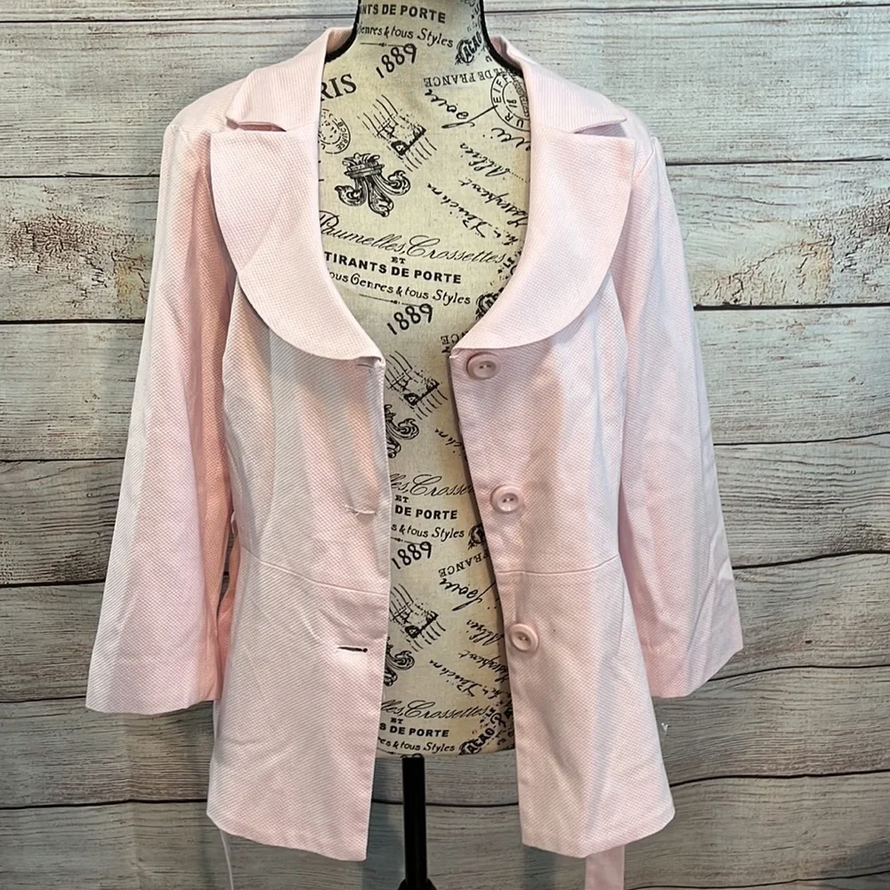 Sandro Sportswear Blazer Belted NWT 3/4 Sleeves Pale Pink Size Large